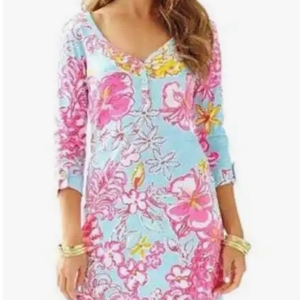 Lily Pulitzer Palmetto V-Neck Dress in Pink and Blue